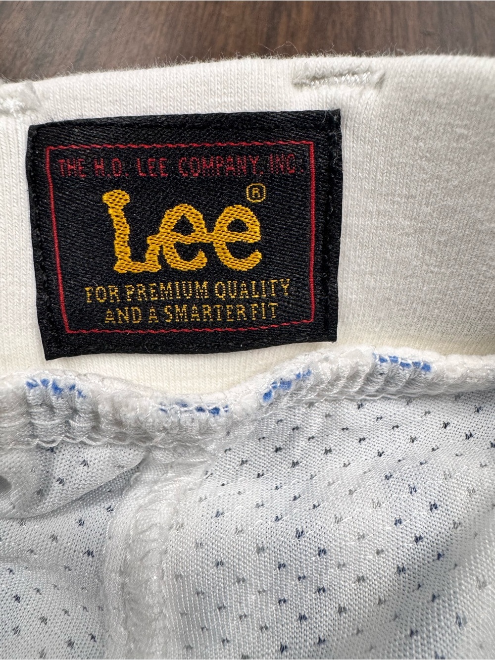 Lee Men’s White Crewneck Sweater with Navy Dot Detail